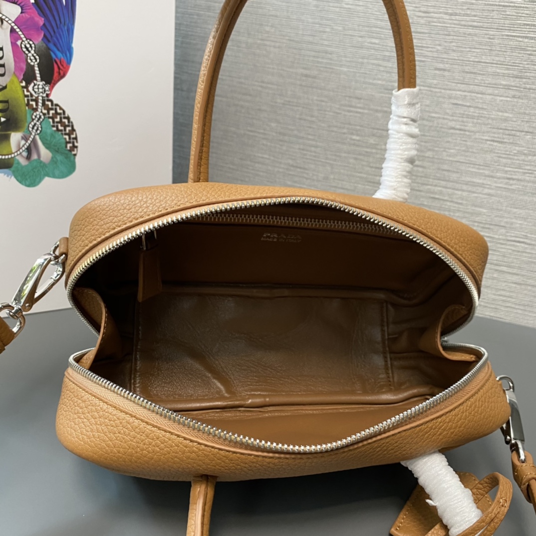 Prada Leather Bag Tote Shoulder Bag Natural 1BB102